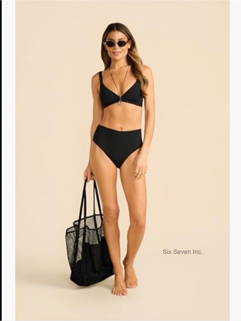 CUUP Black Scoop Bikini with High Waisted Bottoms